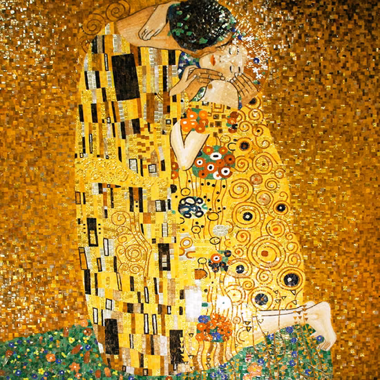 クリムト手作りガラスモザイクウォールアート装飾ホテルゴールデンタイル壁画