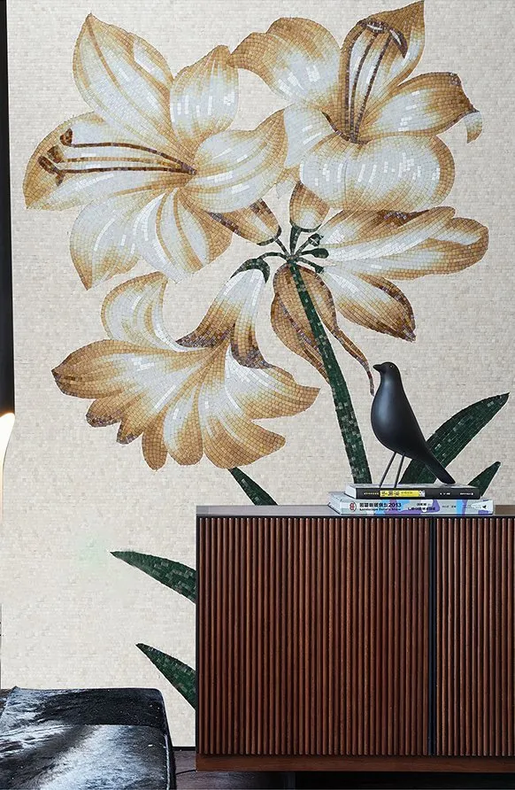 花の素敵なアート写真手作りガラスタイル モザイク壁画